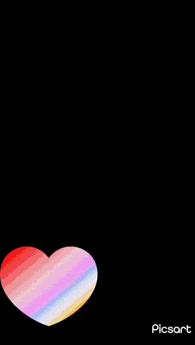 a blue background with a rainbow heart and the words picsart