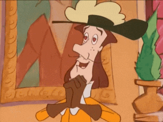 a cartoon of a man wearing a hat covering his mouth with his hands