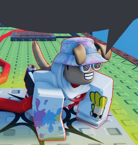 a cartoon character wearing sunglasses and a bucket hat