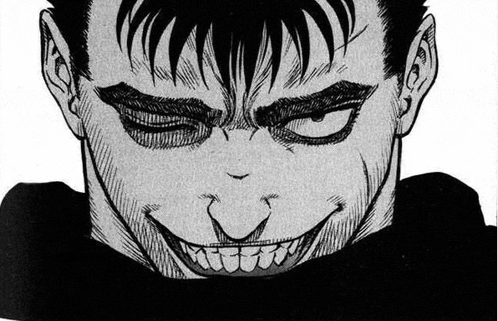 a black and white drawing of a man 's face with a big smile on it .