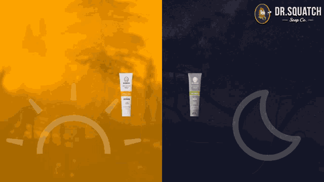 an ad for dr.squatch soap company shows the sun and the moon