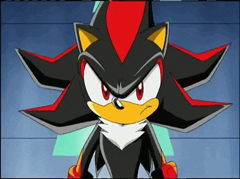 shadow the hedgehog from the video game sonic the hedgehog looks angry