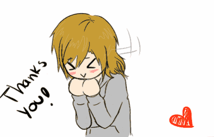 a drawing of a girl with the words " thanks you " on the bottom