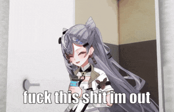 a picture of a girl with the words " fuck this shit im out "