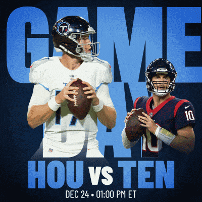 a poster for hou vs ten shows two football players