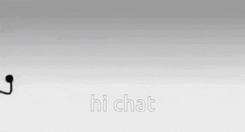 a cartoon character is standing next to a phone that says hi chat .