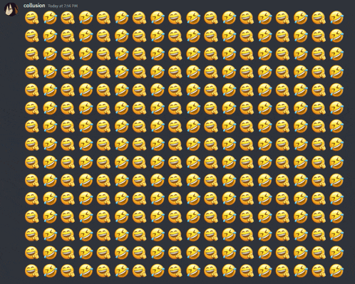a bunch of laughing faces on a dark background with the words collision below them