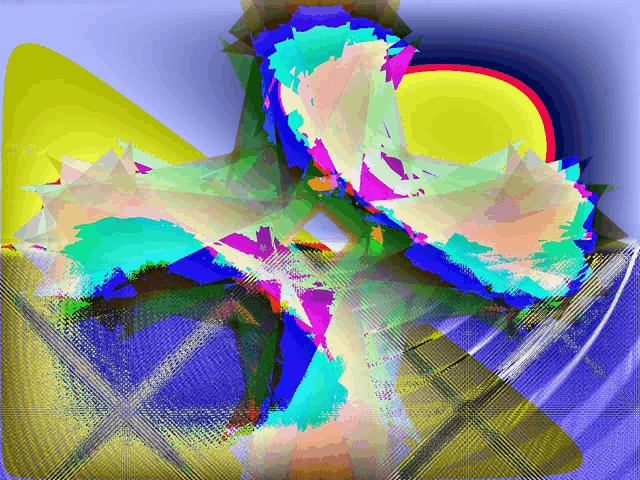 a colorful painting with a rainbow in the middle
