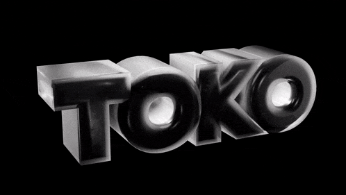 the word toko is written in black and white