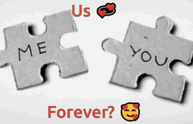 two puzzle pieces with the words " me you " written on them