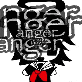a black and white drawing of a girl with the words " anger anger anger anger anger anger anger anger anger "