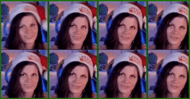 a woman wearing a santa hat with star wars written on it