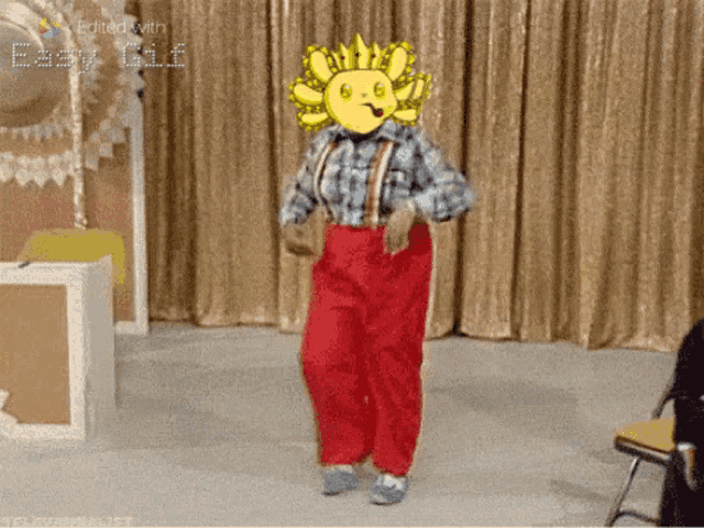 a person with a yellow sun on their head