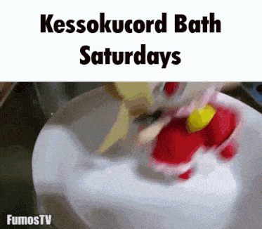 a cartoon character is taking a bath in a tub on saturdays .