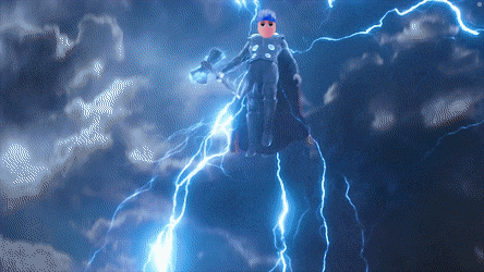 a cartoon character is being struck by a lightning bolt