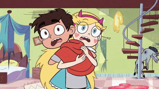 a cartoon character holding another character in their arms