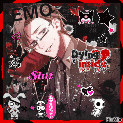 a picture of a man in a suit and tie with the words dying inside