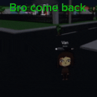 a cartoon character crossing a street with the words bro come back