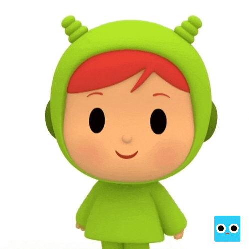a cartoon character with red hair and a green costume
