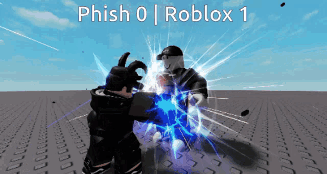 a screenshot of a video game with phish 0 and roblox 1 written on it