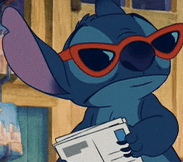 a cartoon character wearing sunglasses is holding a newspaper .
