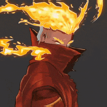a drawing of a person with flames coming out of his head