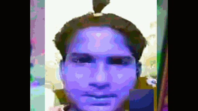 a painting of a man with a ponytail on his head