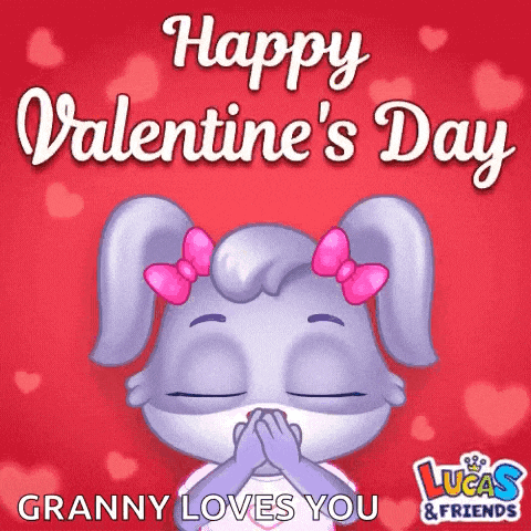 a lucas and friends valentine 's day card with a bunny girl