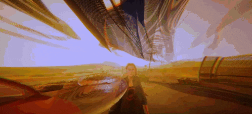 a pixelated image of a woman standing in a tunnel