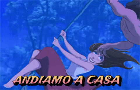 a cartoon scene with the words andiamo a casa on it