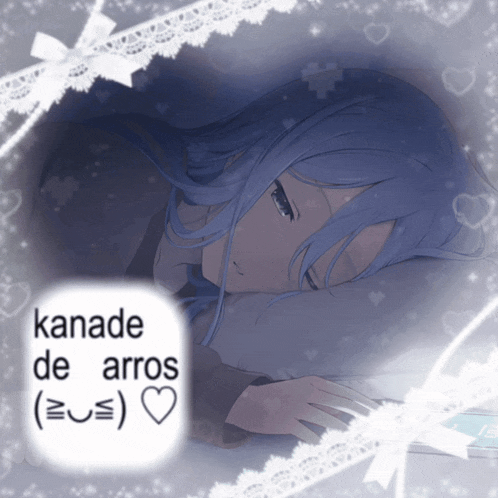 a picture of a girl with kanade de aros written on the bottom