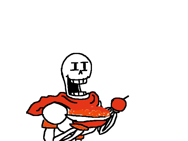 a cartoon drawing of a skeleton holding a pie and an apple .