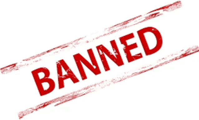 a red rubber stamp that says banned on it