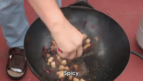 Wok Cooking Recipe Sichuan Chicken With Chiles _ La Zi Ji GIF - Stir Fry Wok GIFs
