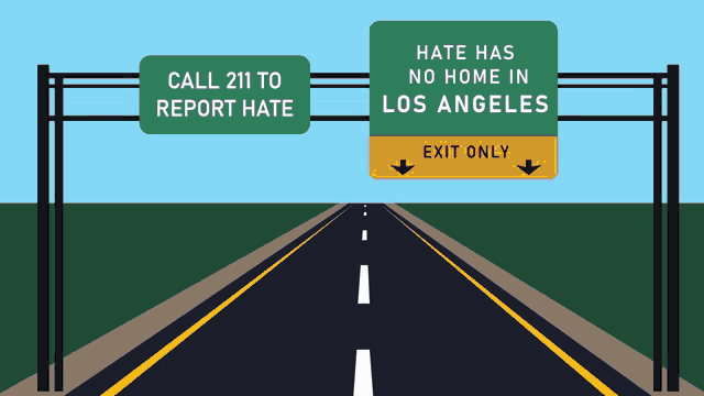 a highway sign that says call 211 to report hate