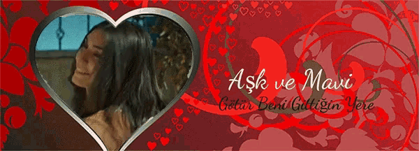 a picture of a woman in a heart shaped frame with the words ask ve mavi on it