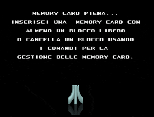 a black screen with white text that says " memory card piena "
