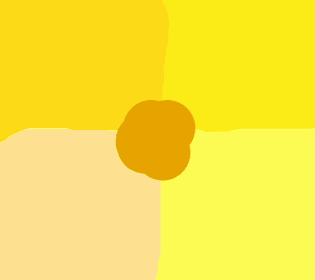 a yellow background with a circle in the center