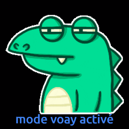 a cartoon of a dinosaur with the words mode voay active underneath it