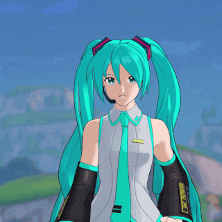 a hatsune miku animated character waves her hand