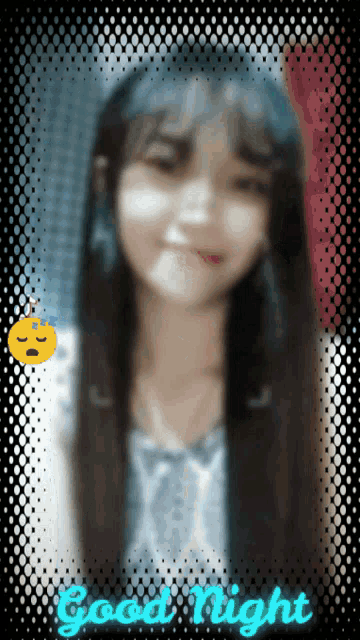 a picture of a girl with the words " good night " on the bottom right