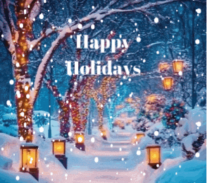a christmas card that says happy holidays with a snowy scene