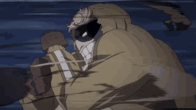 a man in a white shirt is being punched by another man in a blue shirt