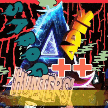 a poster for hunters with a triangle and a crown on it