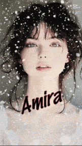 a picture of a woman with the name amira on her face