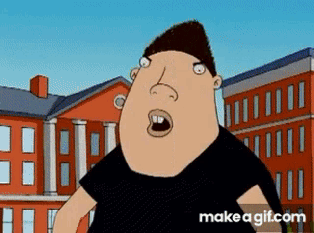 a cartoon character with a surprised look on his face
