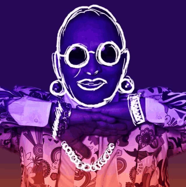 a drawing of a man wearing sunglasses and a bracelet that says tommy