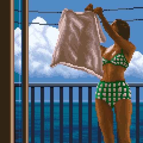 Laundry Hanging Clothes GIF - Laundry Hanging Clothes Bikini GIFs