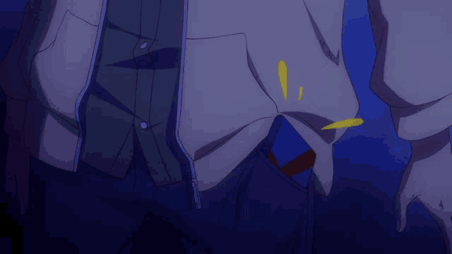a close up of a person 's torso with a yellow light coming out of it