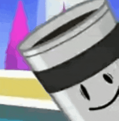 a close up of a cup with a face on it
